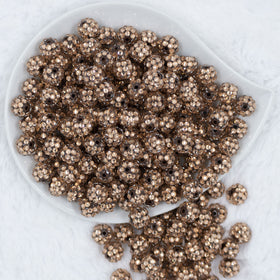 12mm Rose Gold Rhinestone Bubblegum Beads [10 & 20 Count]
