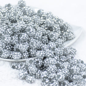 12mm Silver Rhinestone AB Bubblegum Beads