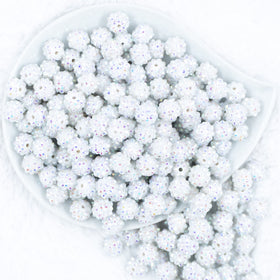 12mm White Sparkle Rhinestone AB Bubblegum Beads [10 & 20 Count]