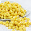Front view of a pile of 12mm Yellow Rhinestone AB Bubblegum Beads [10 & 20 Count]
