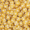 close up view of a pile of 12mm Yellow with White Polka Dot Acrylic Chunky Bubblegum Beads