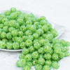 Front view of a pile of 12mm Green Apple Rhinestone AB Bubblegum Beads [10 & 20 Count]