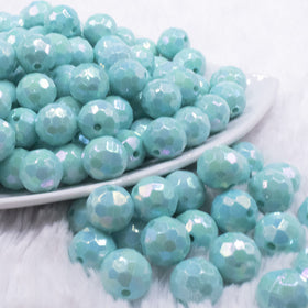 12mm Aqua Disco AB Solid Acrylic Bubblegum Beads