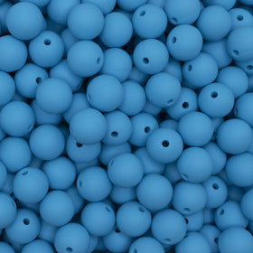 12mm Blue Round Silicone Bead