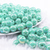 front view of a pile of 12mm Aquamarine AB Solid Acrylic Bubblegum Beads