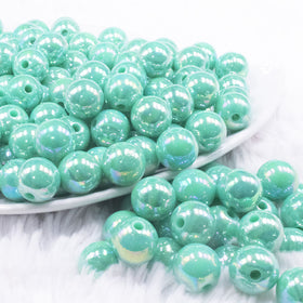 12mm Aquamarine AB Solid Acrylic Bubblegum Beads
