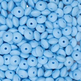 12mm Baby Blue Lentil Silicone Bead