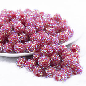 12mm Berry Red Rhinestone AB Bubblegum Beads - Choose Count