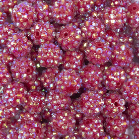 12mm Berry Red Rhinestone AB Bubblegum Beads - Choose Count