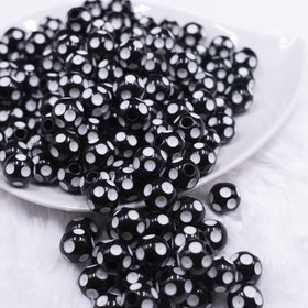 12mm Black with White Polka Dot Acrylic Chunky Bubblegum Beads