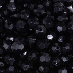12mm Black Opaque Faceted Shaped Bubblegum Beads