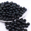 Front view of a pile of 12mm Black with Glitter Faux Pearl Acrylic Bubblegum Beads - 20 Count