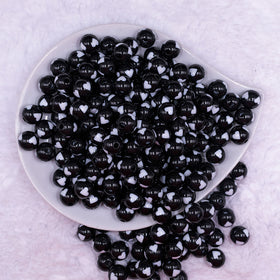 12mm Black with White Heart Chunky Acrylic Bubblegum Beads