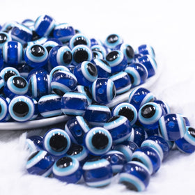 12mm Blue and Black Evil Eye Chunky Bubblegum Jewelry Beads