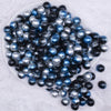 top view of a pile of 12mm Blue and Black Ombre Shimmer Faux Pearl Bubblegum Beads