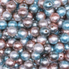 close up view of a pile of 12mm Blue and Brown Ombre Shimmer Faux Pearl Bubblegum Beads
