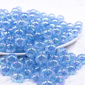12mm Blue Crackle AB Bubblegum Beads