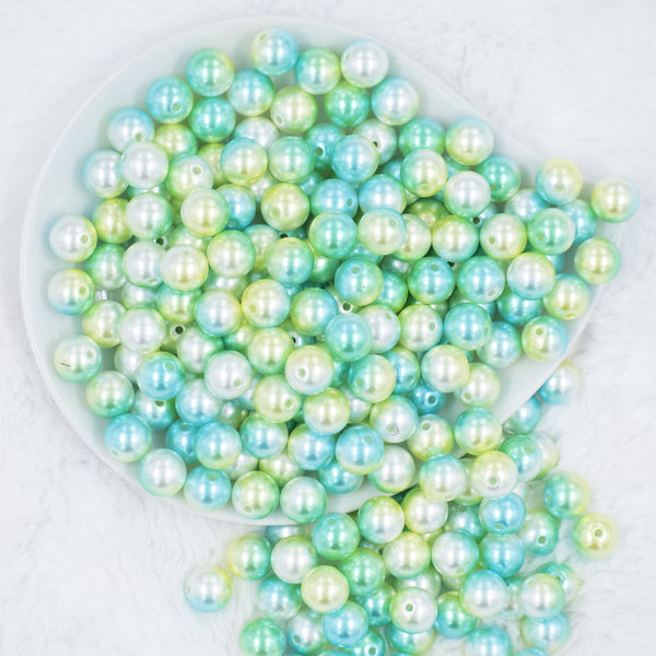 Top view of a pile of 12mm Blue & Green Mermaid Ombre Acrylic Bubblegum Beads [20 & 50 Count]