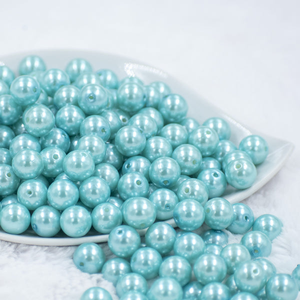Front view of a pile of 12mm Blue Faux Pearl Acrylic Bubblegum Beads [20 Count]