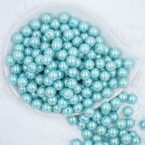 Top view of a pile of 12mm Blue Faux Pearl Acrylic Bubblegum Beads [20 Count]