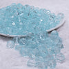 front view of a pile of 12mm Ice Blue Transparent Faceted Shaped Bubblegum Beads