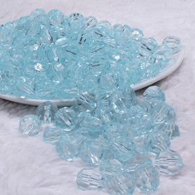 12mm Ice Blue Transparent Faceted Shaped Bubblegum Beads
