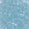 close up view of a pile of 12mm Ice Blue Transparent Faceted Shaped Bubblegum Beads