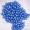 top view of a  pile of 12mm Blue Transparent Pumpkin Shaped Bubblegum Beads