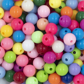 12mm Mixed Solid BRIGHT Acrylic Bubblegum Beads [Choose Count]