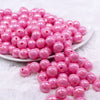 Front view of a pile of 12mm Bubblegum Pink AB Solid Acrylic Bubblegum Beads [20 Count]