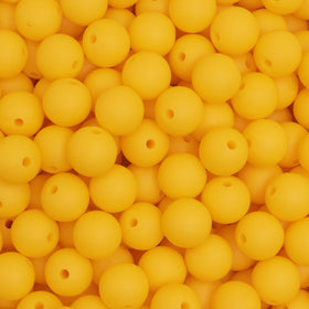 12mm Bright Yellow Round Silicone Bead