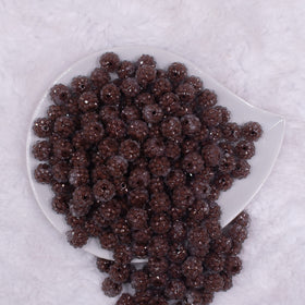 12mm Brown with Clear Rhinestone Bubblegum Beads