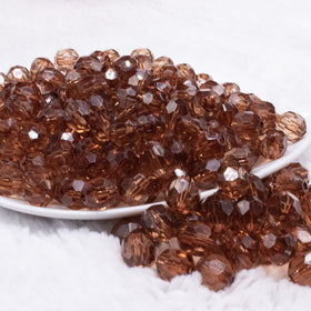 12mm Brown Transparent Faceted Shaped Bubblegum Beads