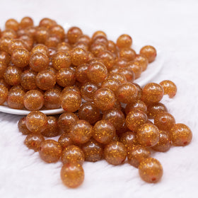 12mm Burnt Orange Shimmer Glitter Sparkle Bubblegum Beads - 20 Count