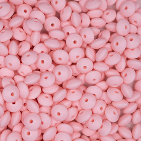 12mm Carnation Pink Lentil Silicone Bead