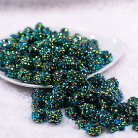12mm Chameleon Green Rhinestone Bubblegum Beads [10 & 20 Count]