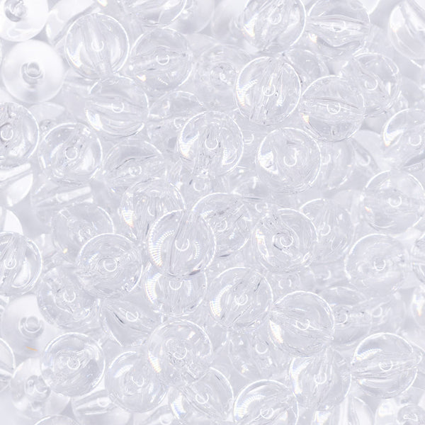 close up view of a pile of 12mm Clear Solid Acrylic Bubblegum Beads