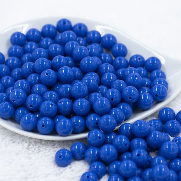 Front view of a pile of 12mm Cobalt Blue Acrylic Bubblegum Beads [20 & 50 Count]