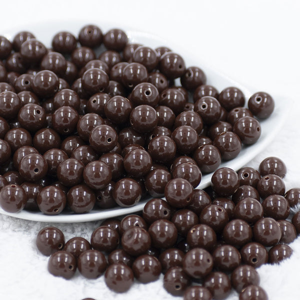 Front view of a pile of 12mm Chocolate Brown Acrylic Bubblegum Beads [20 & 50 Count]