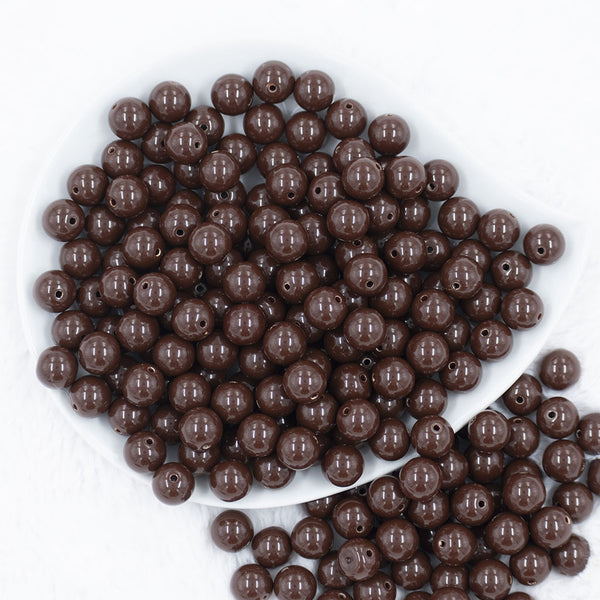 Top view of a pile of 12mm Chocolate Brown Acrylic Bubblegum Beads [20 & 50 Count]