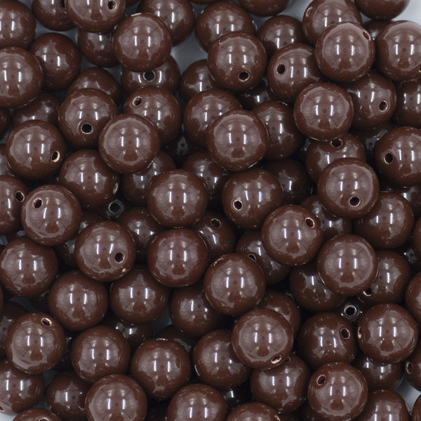 Close up view of a pile of 12mm Chocolate Brown Acrylic Bubblegum Beads [20 & 50 Count]
