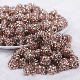 12mm Copper Brown Rhinestone AB Bubblegum Beads