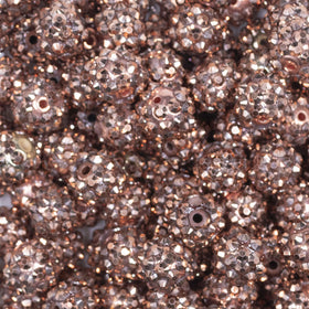 12mm Copper Brown Rhinestone AB Bubblegum Beads