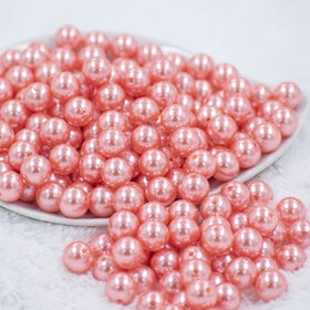 12mm Coral Pink Faux Pearl Acrylic Bubblegum Beads [20 Count]