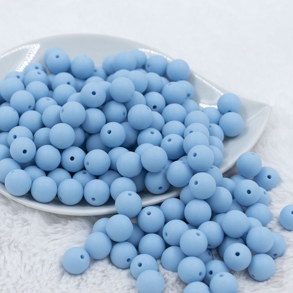 12mm Cornflower blue solid bubblegum beads