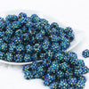 Front view of a pile of 12mm Cosmic Blue Rhinestone AB Bubblegum Beads [10 & 20 Count]