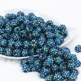 12mm Cosmic Blue Rhinestone AB Bubblegum Beads [10 & 20 Count]