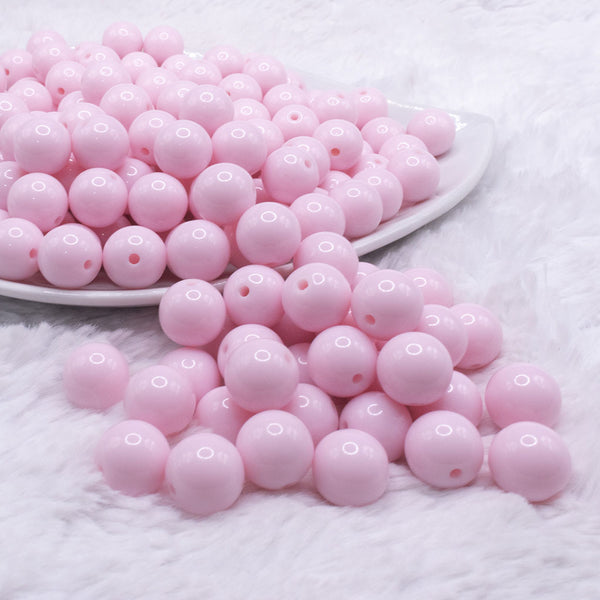 front view of a pile of 12mm Cotton Candy Pink Solid Acrylic Bubblegum Beads