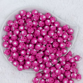 12mm Pink with White Heart Chunky Acrylic Bubblegum Beads [20 Count]