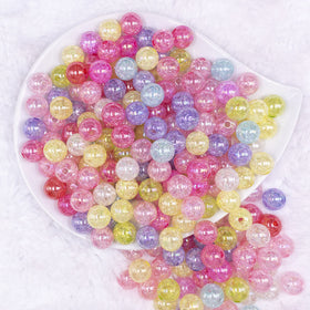 12mm Crackle Mix AB Bubblegum Beads Bulk - 50 & 100 Count